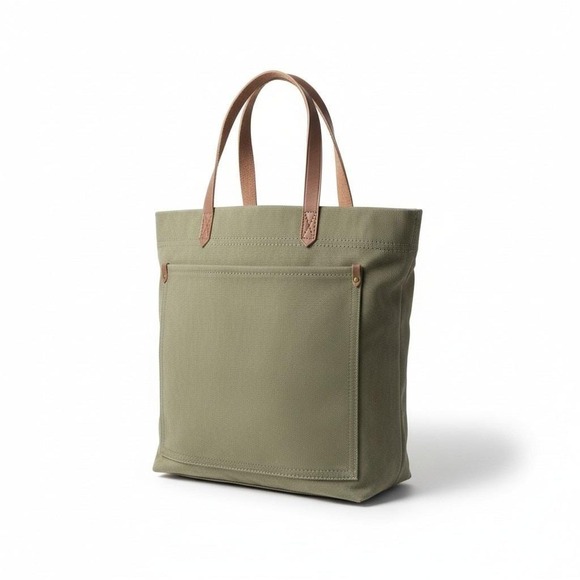 Madewell Handbags - Madewell The Transport Tote Waxed Canvas Olive Green Leather Strap Handbag